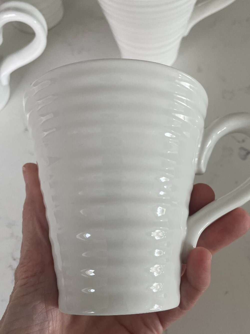 Sophie Conran for Portmeirion 4 Glazed Porcelain 12.5 oz Mugs Contemporary White